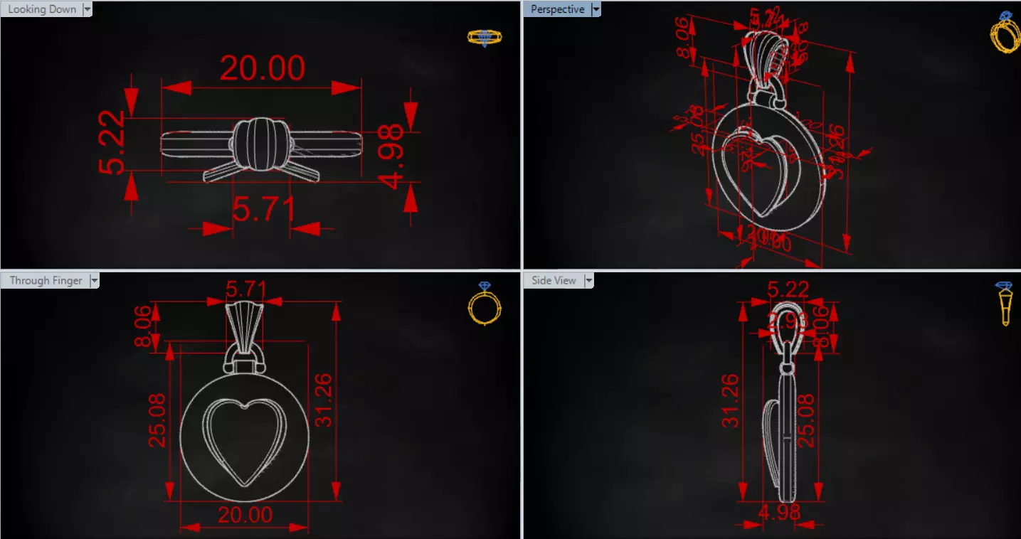 Two Tone Round Pendant with Split Heart Motif gp0005 3D print model_18
