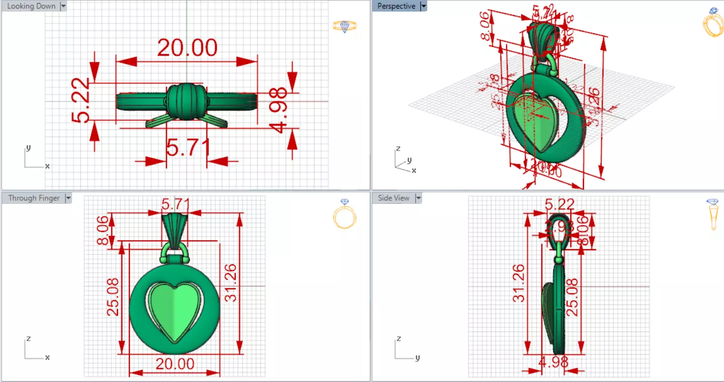 Two Tone Round Pendant with Split Heart Motif gp0005 3D print model_17
