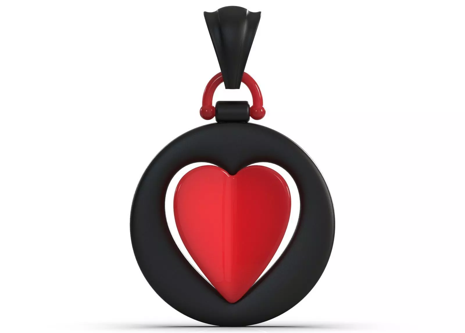 Two Tone Round Pendant with Split Heart Motif gp0005 3D print model_12