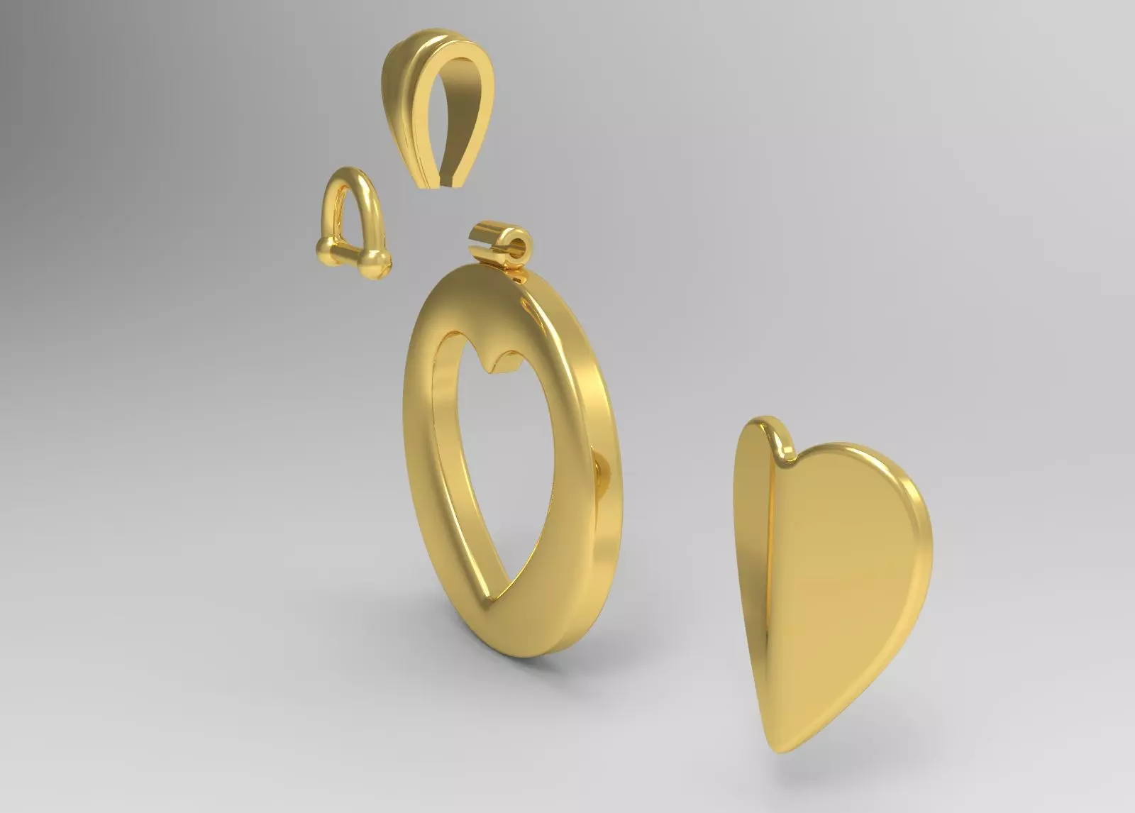 Two Tone Round Pendant with Split Heart Motif gp0005 3D print model_14