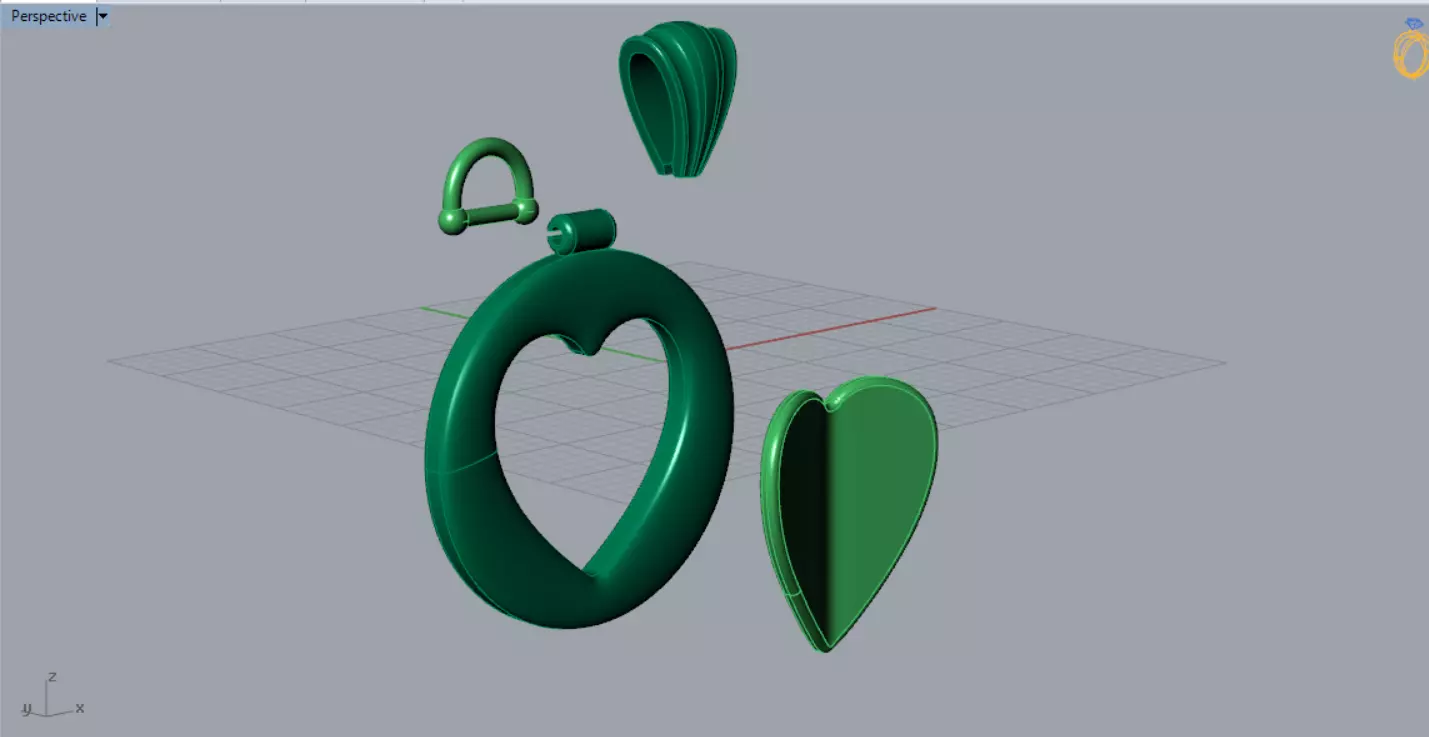 Two Tone Round Pendant with Split Heart Motif gp0005 3D print model_6