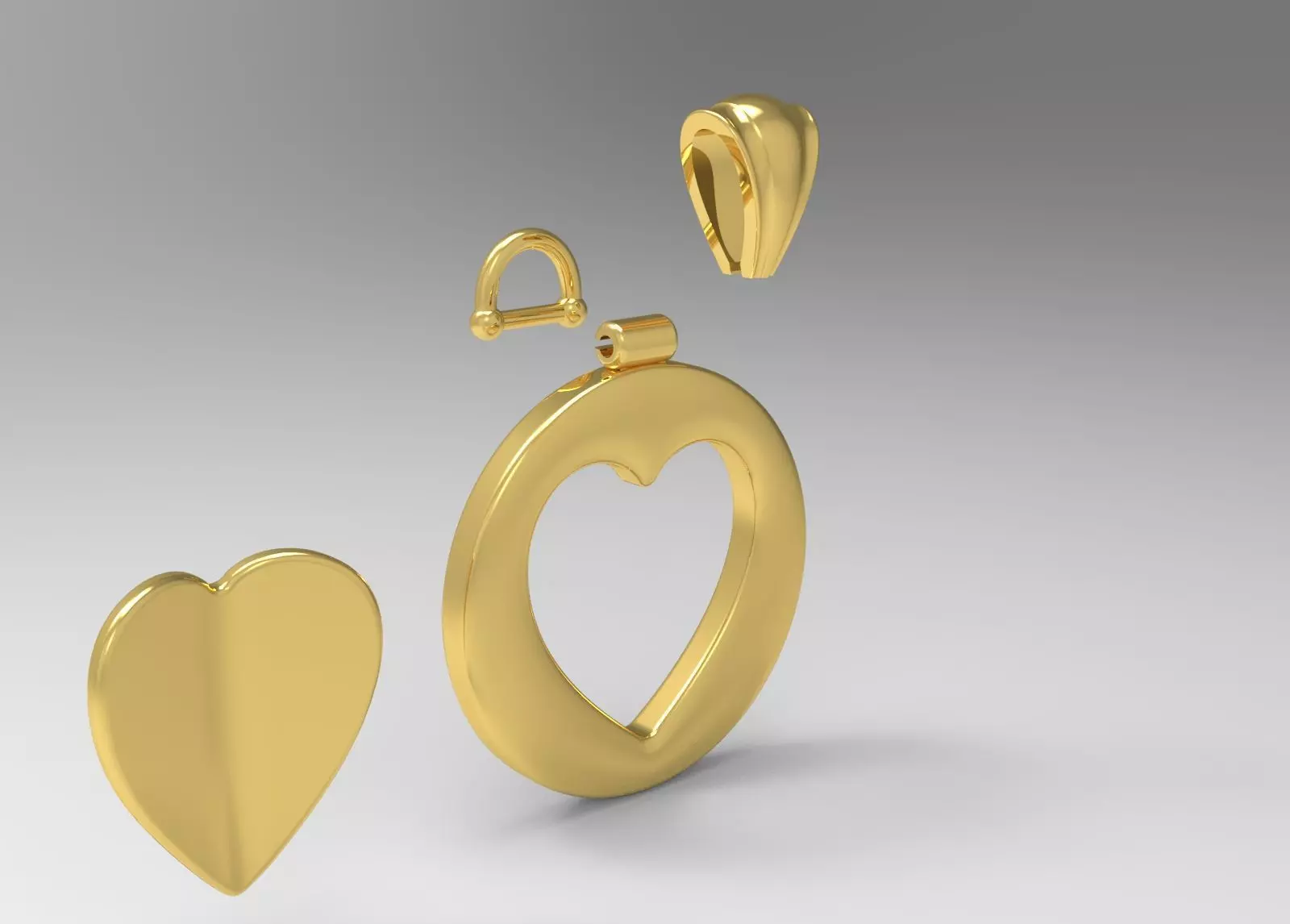 Two Tone Round Pendant with Split Heart Motif gp0005 3D print model_13