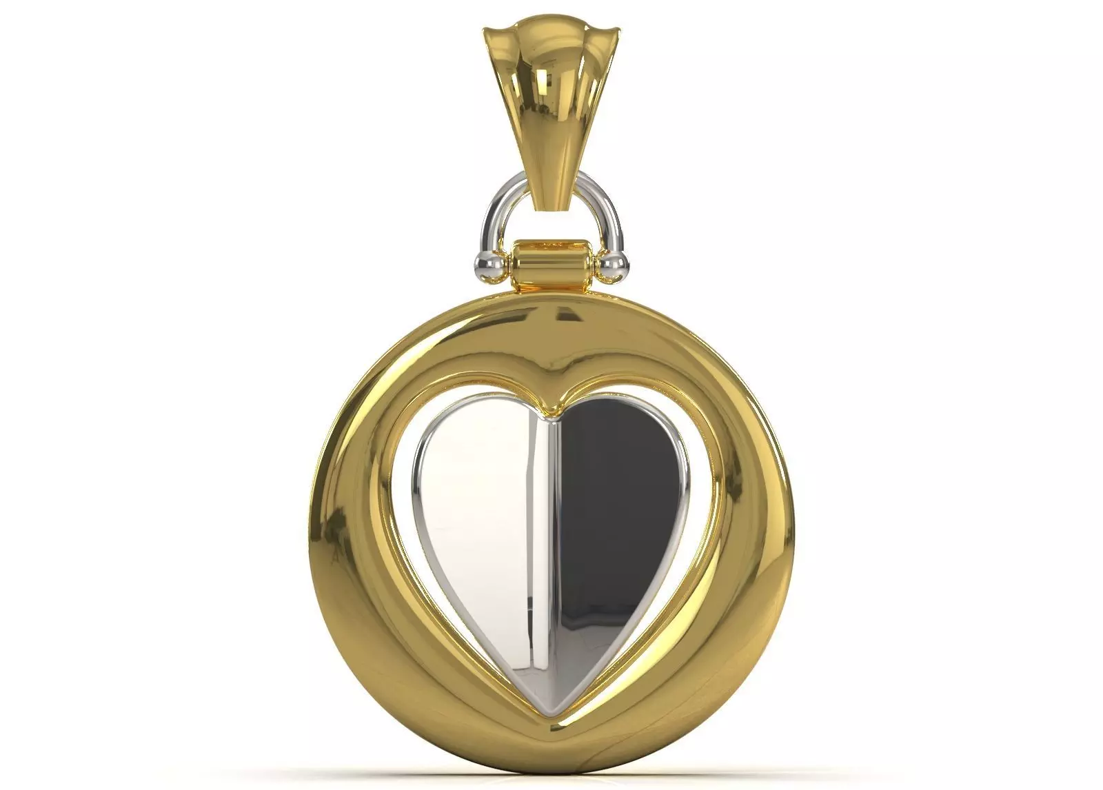 Two Tone Round Pendant with Split Heart Motif gp0005 3D print model_9