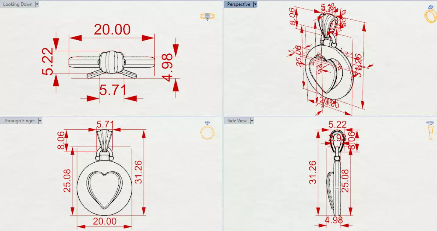 Two Tone Round Pendant with Split Heart Motif gp0005 3D print model_19