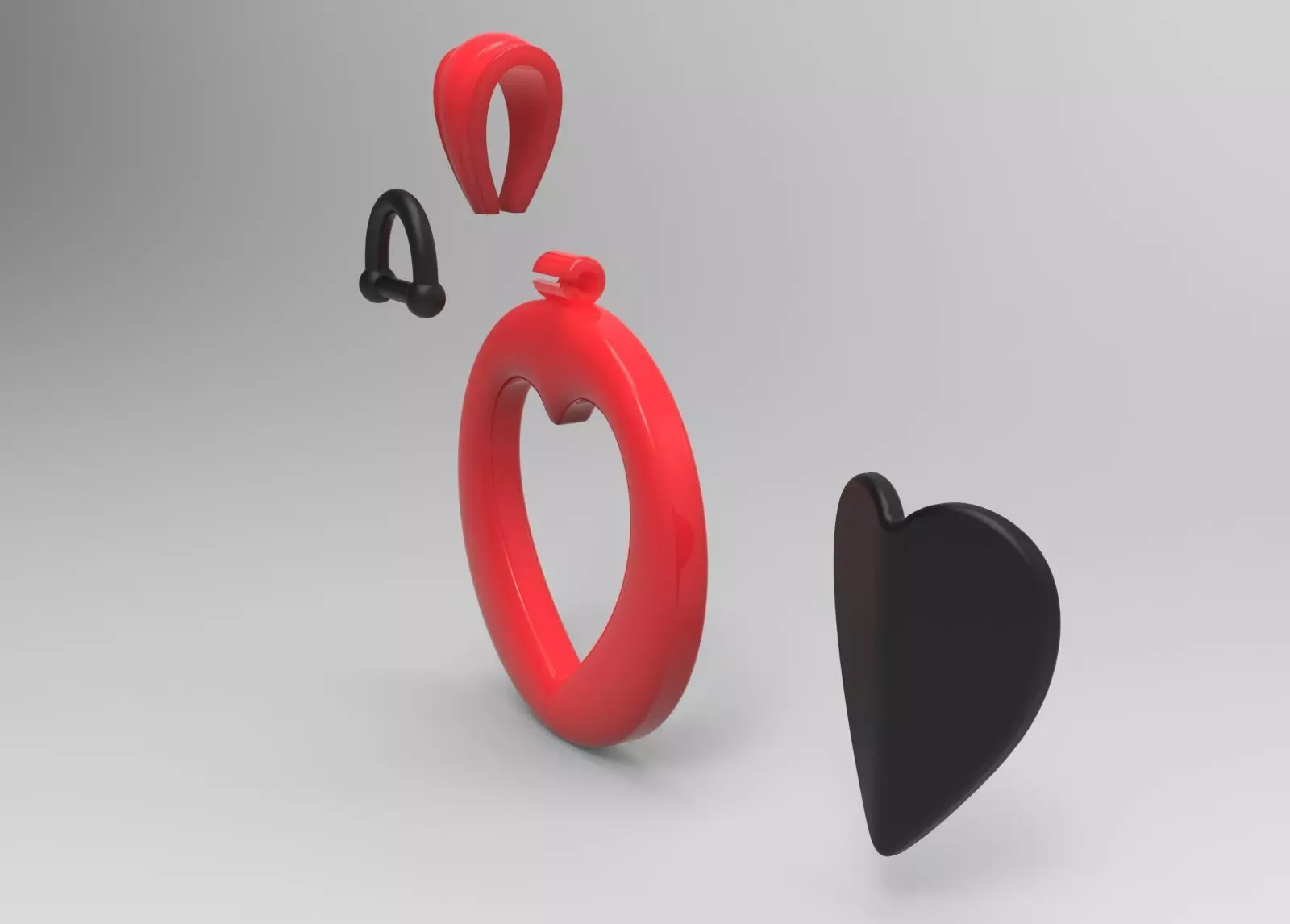 Two Tone Round Pendant with Split Heart Motif gp0005 3D print model_15