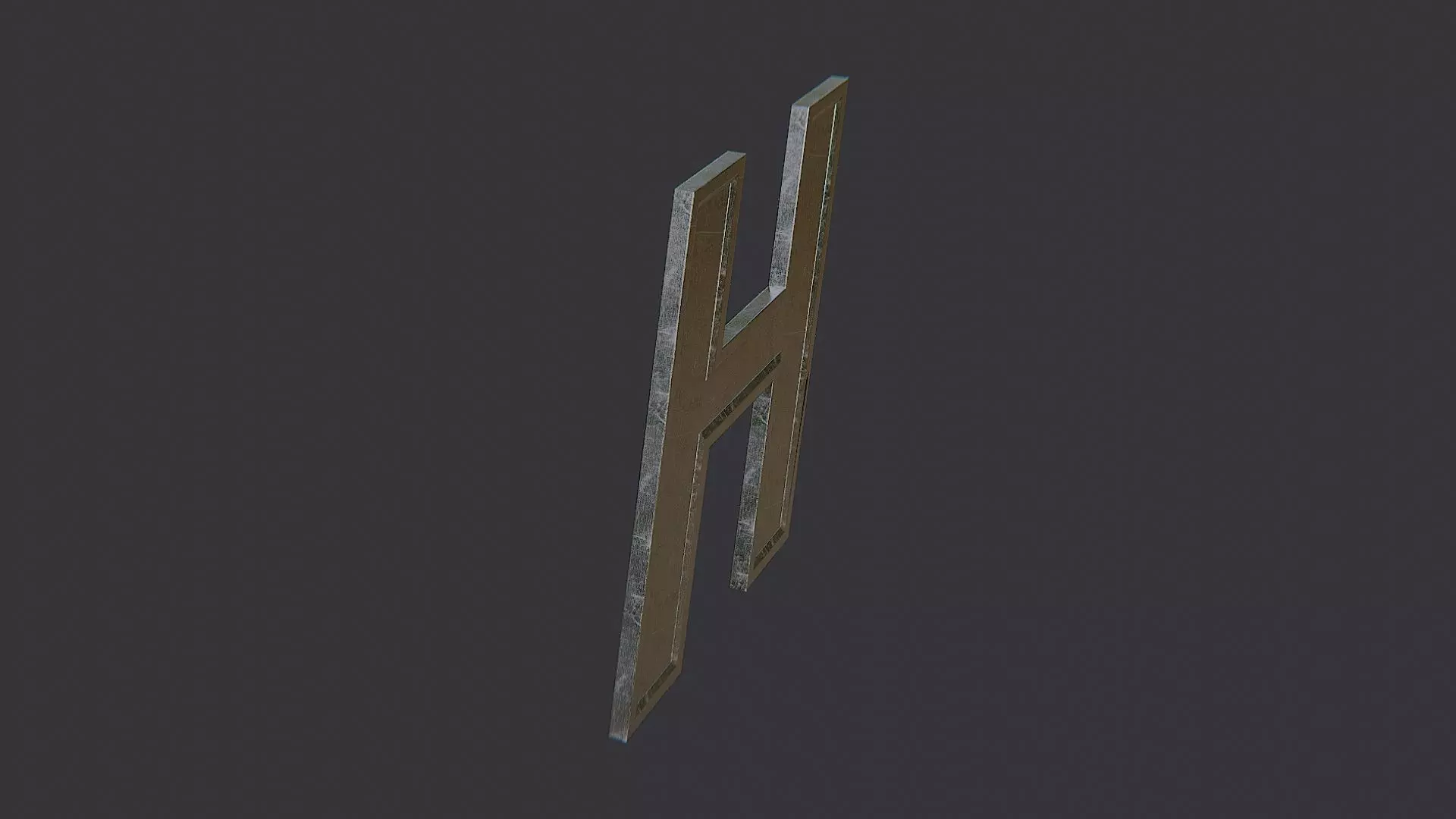 Cyrillic Letter Sign H Ornament Low-poly 3D model_0