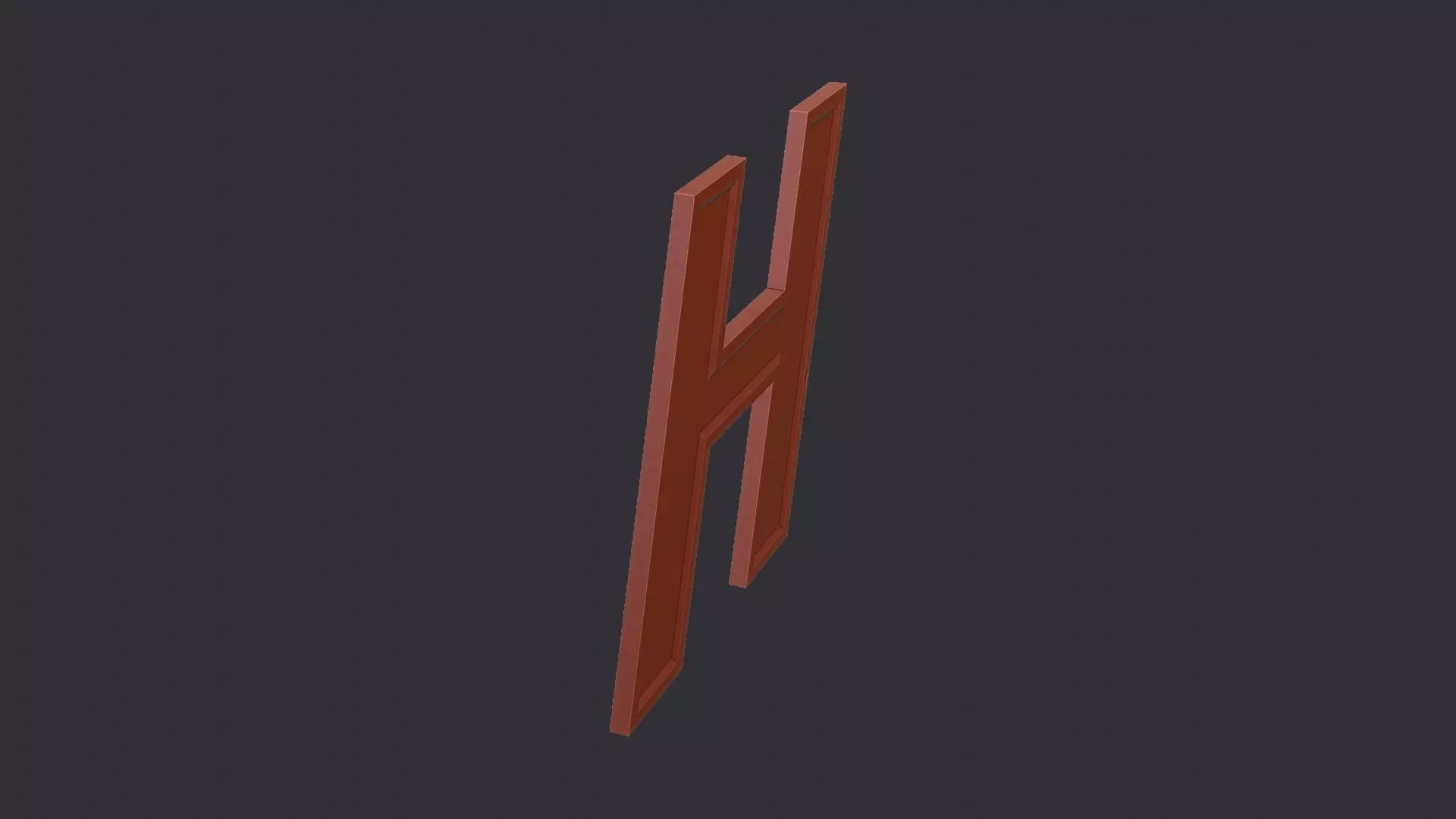 Cyrillic Letter Sign H Ornament Low-poly 3D model_6