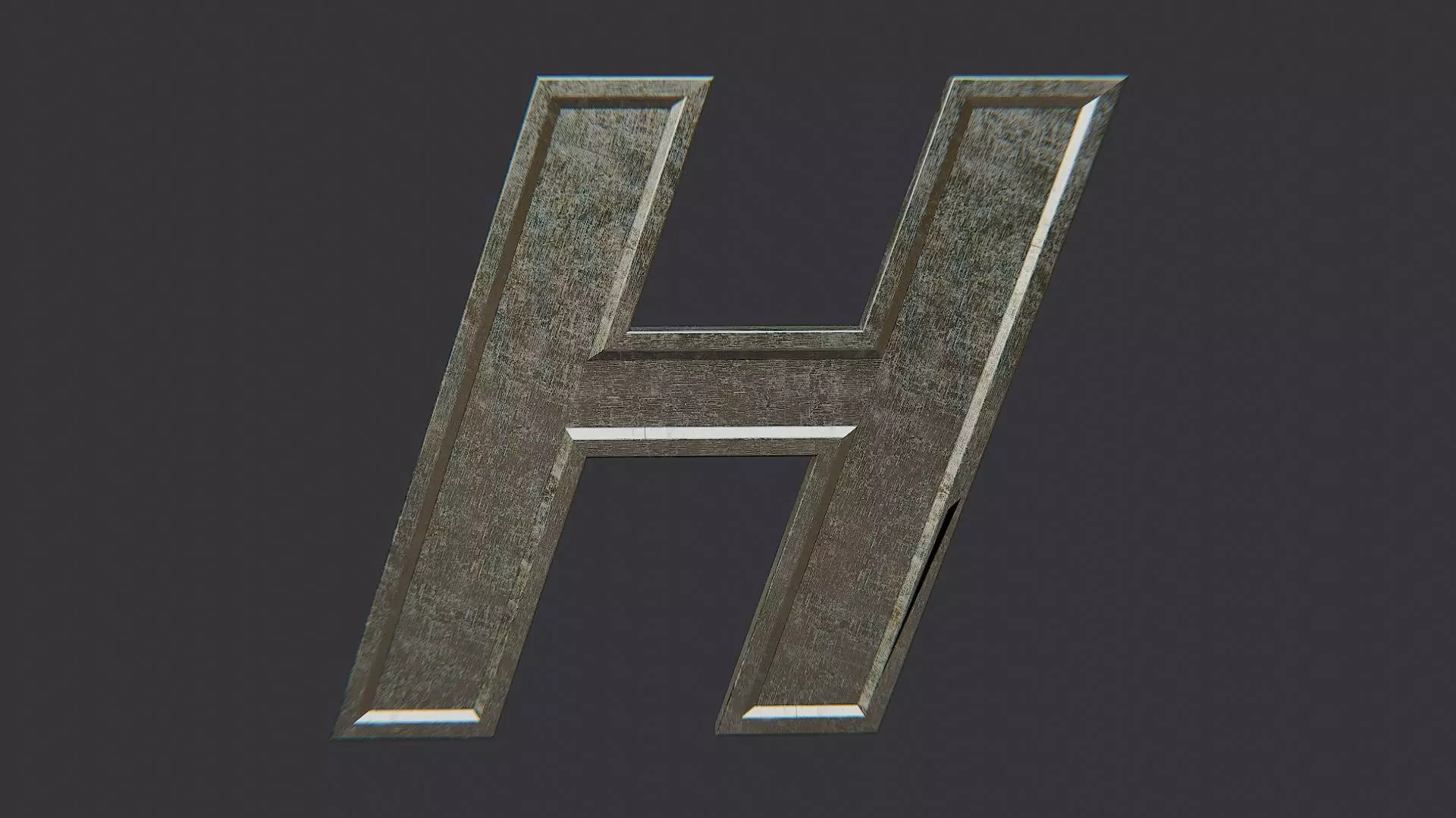 Cyrillic Letter Sign H Ornament Low-poly 3D model_2