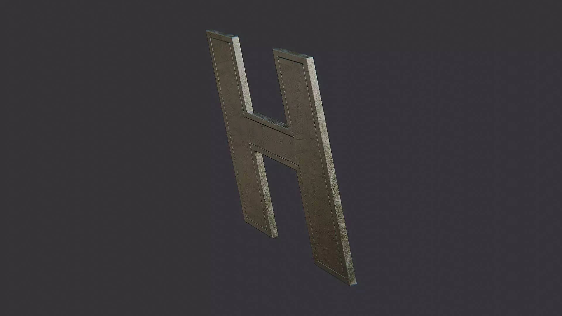 Cyrillic Letter Sign H Ornament Low-poly 3D model_1