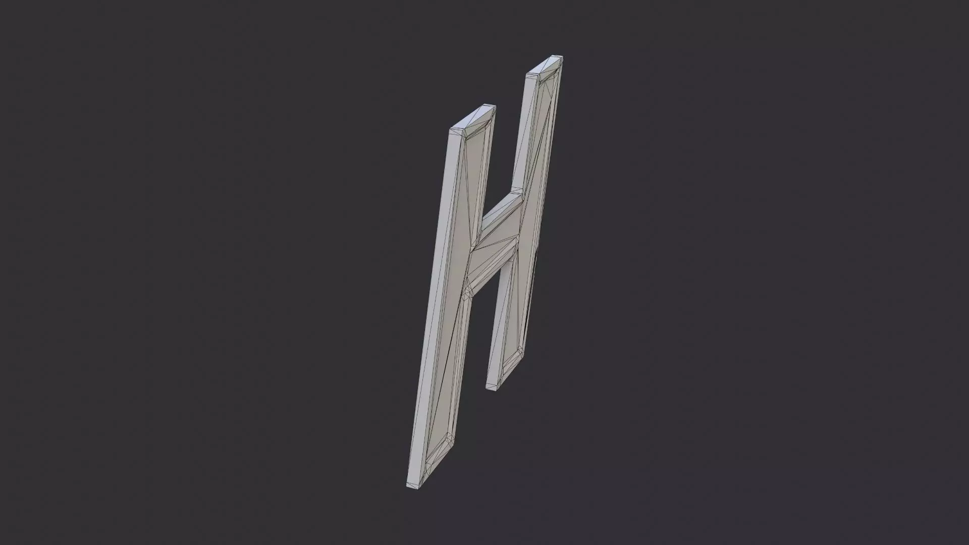 Cyrillic Letter Sign H Ornament Low-poly 3D model_7