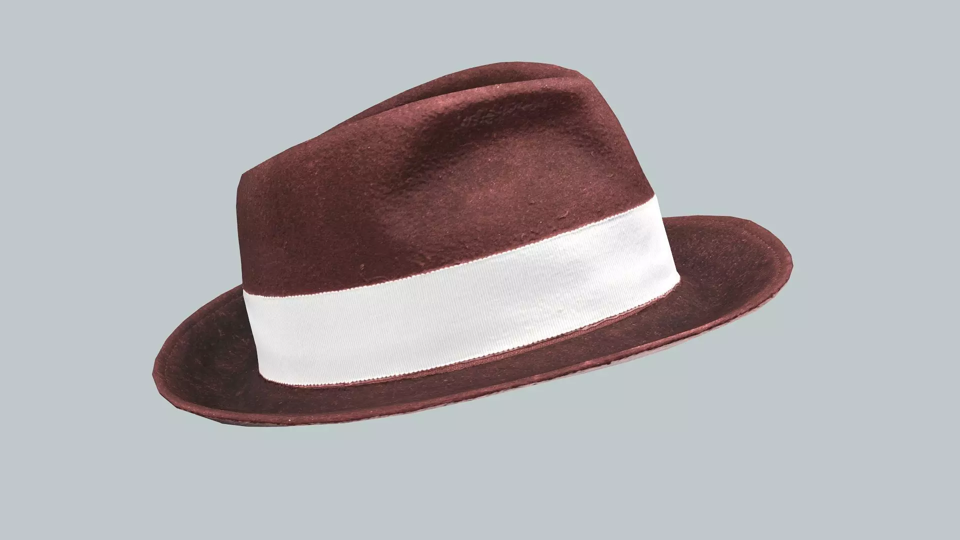 Light Bow Hat Fedora Deep Red Low Poly 3D Model Low-poly 3D model_3