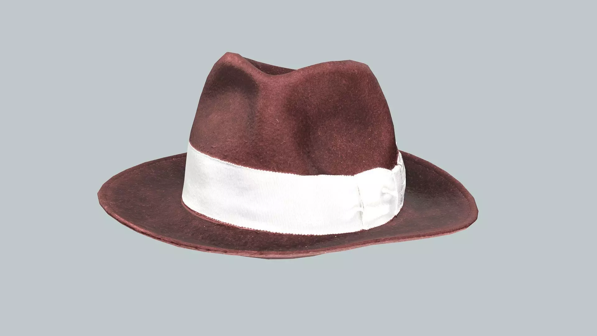 Light Bow Hat Fedora Deep Red Low Poly 3D Model Low-poly 3D model_2