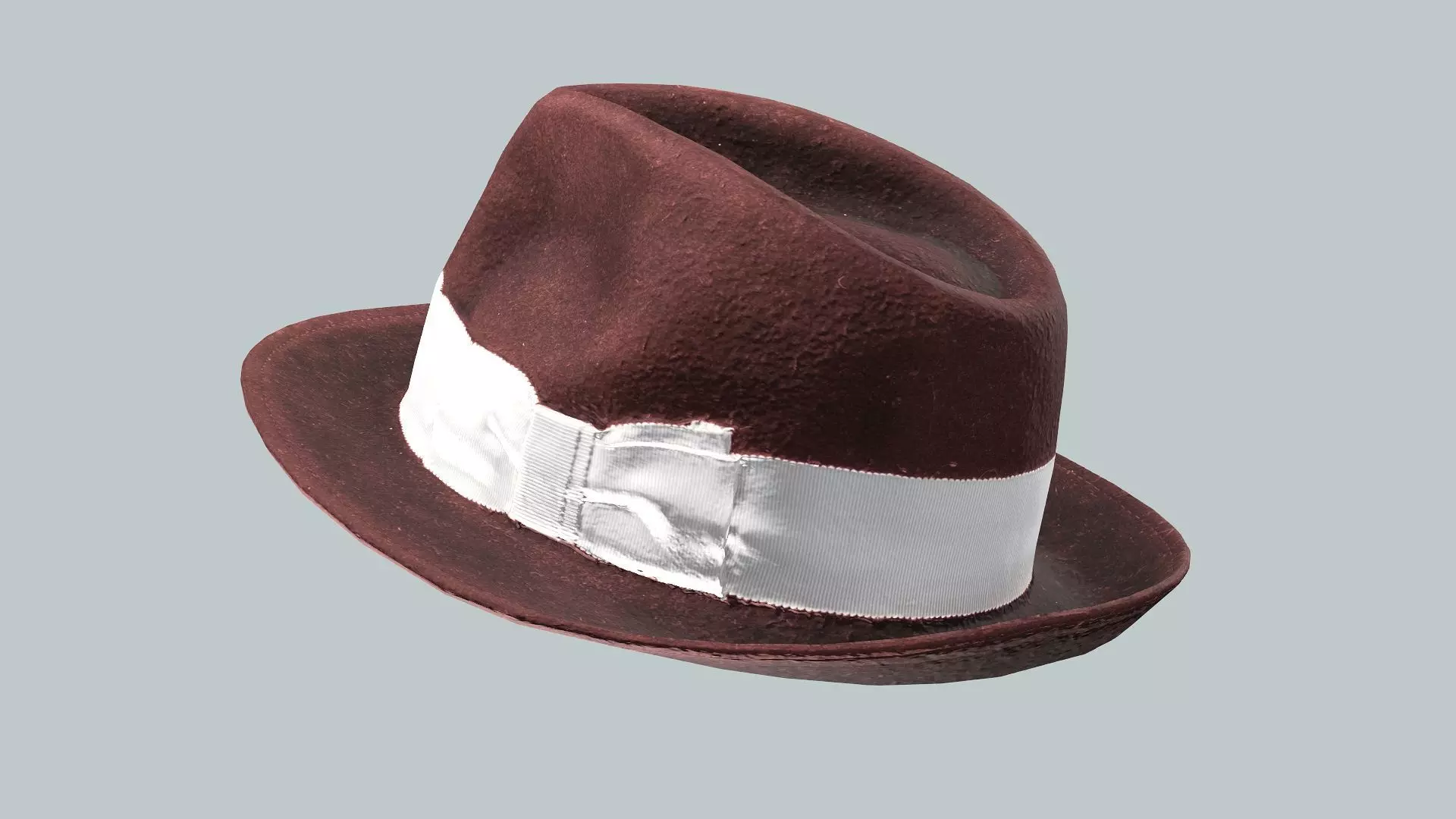 Light Bow Hat Fedora Deep Red Low Poly 3D Model Low-poly 3D model_5