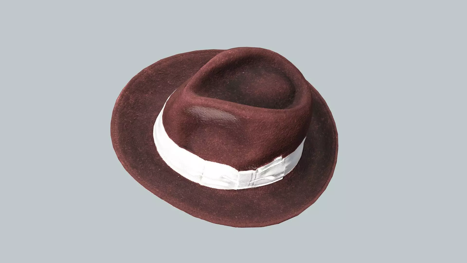 Light Bow Hat Fedora Deep Red Low Poly 3D Model Low-poly 3D model_6