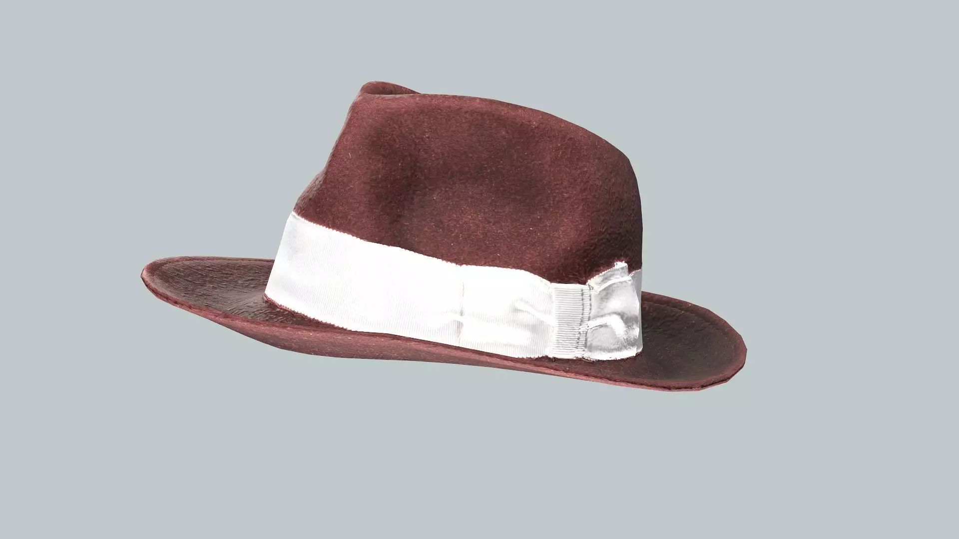 Light Bow Hat Fedora Deep Red Low Poly 3D Model Low-poly 3D model_1