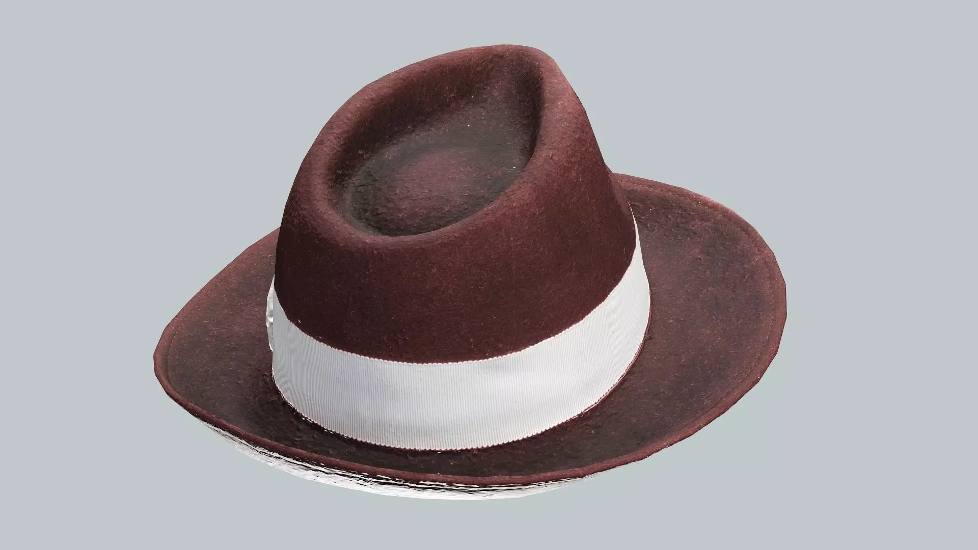 Light Bow Hat Fedora Deep Red Low Poly 3D Model Low-poly 3D model_4