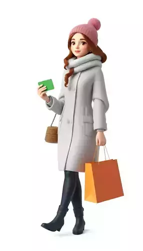 3D Female Shopper Black Friday Sale Character