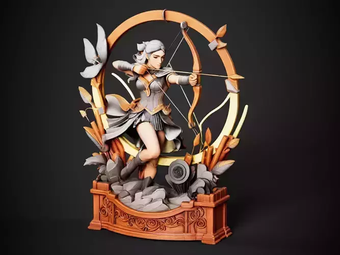 Moon Archer Fantasy Sculpture 3D model