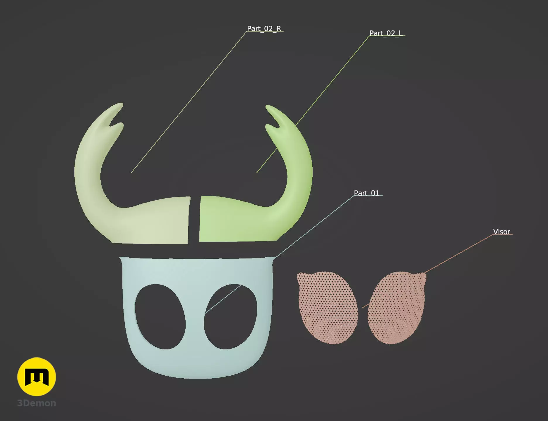 Hollow Knight Ghost Face Mask 3D print model_3