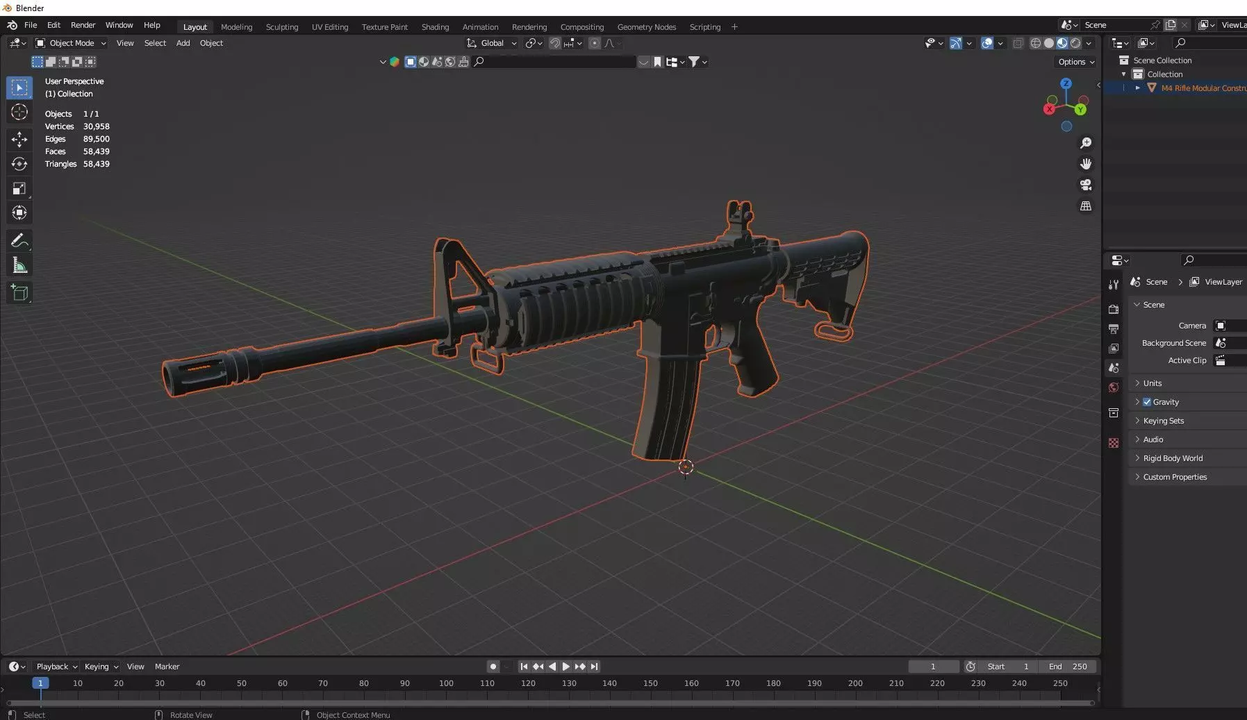 M4 Rifle Modular Constructor Low-Poly 3D Model Low-poly 3D model_7