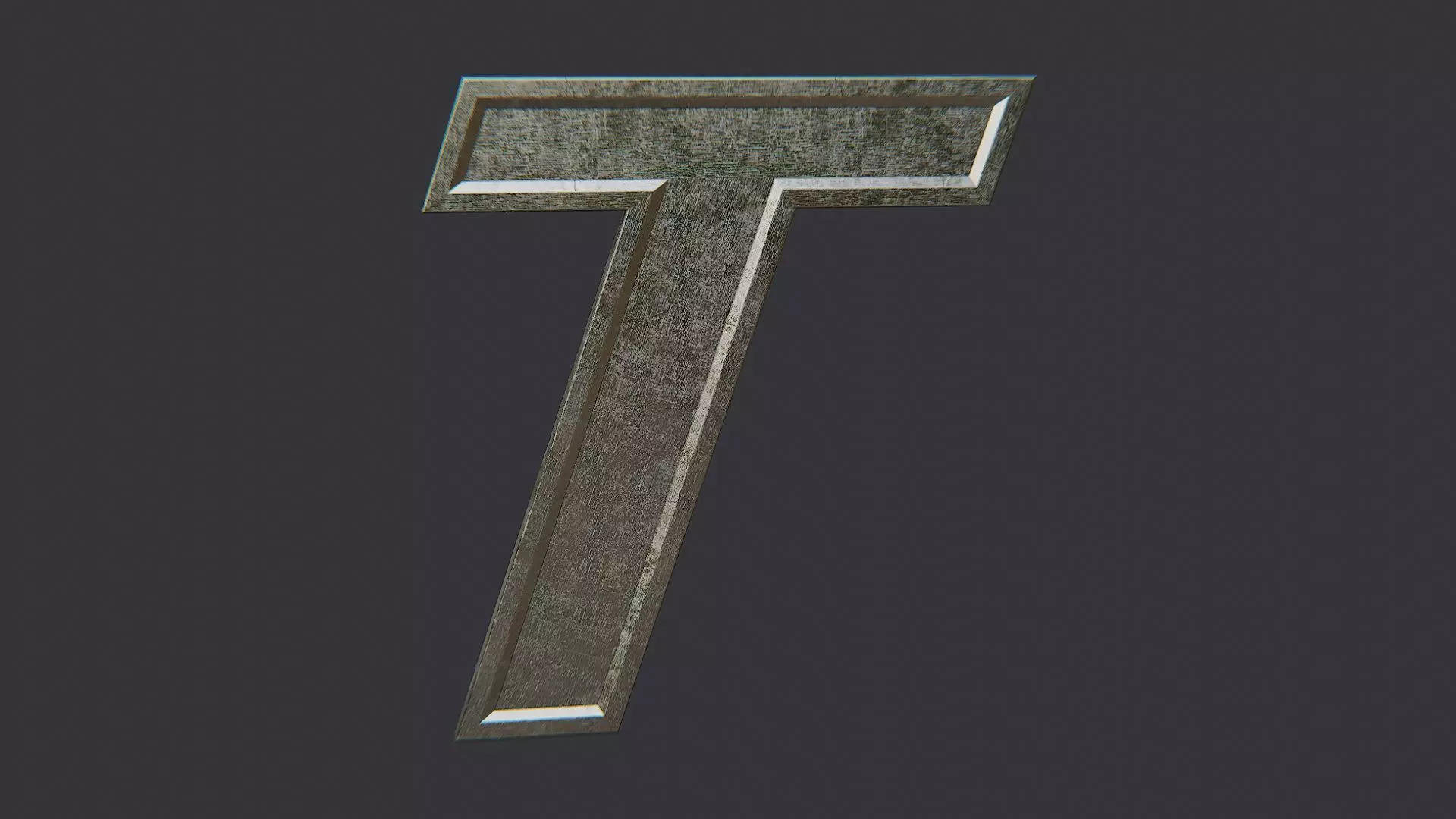 Cyrillic Sign Letter Te Low-poly 3D model_2