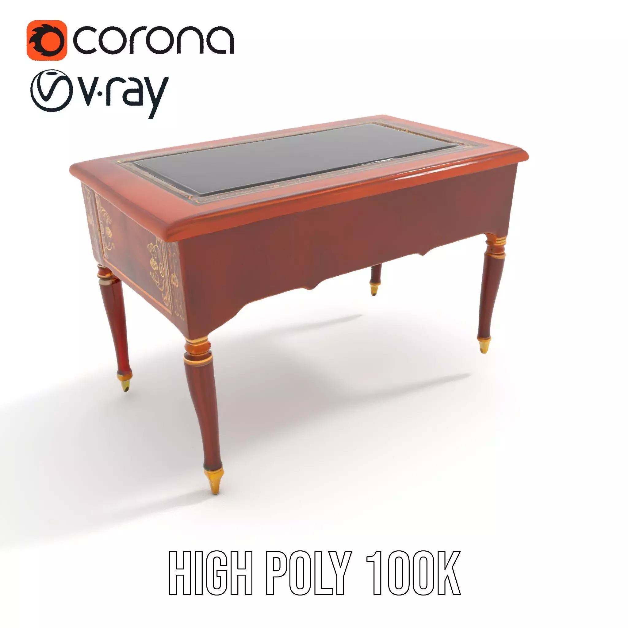 Elegant Mahogany Desk model pack Low-poly 3D model_25