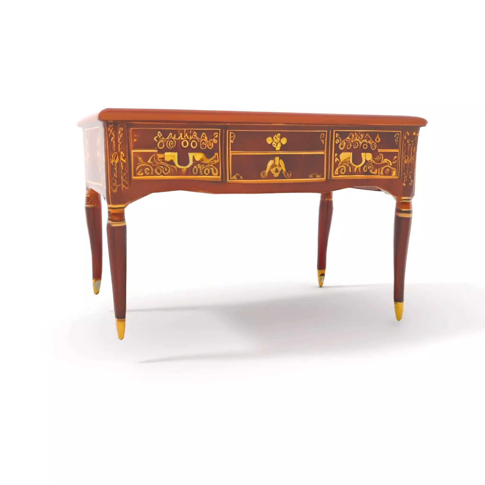 Elegant Mahogany Desk model pack Low-poly 3D model_9