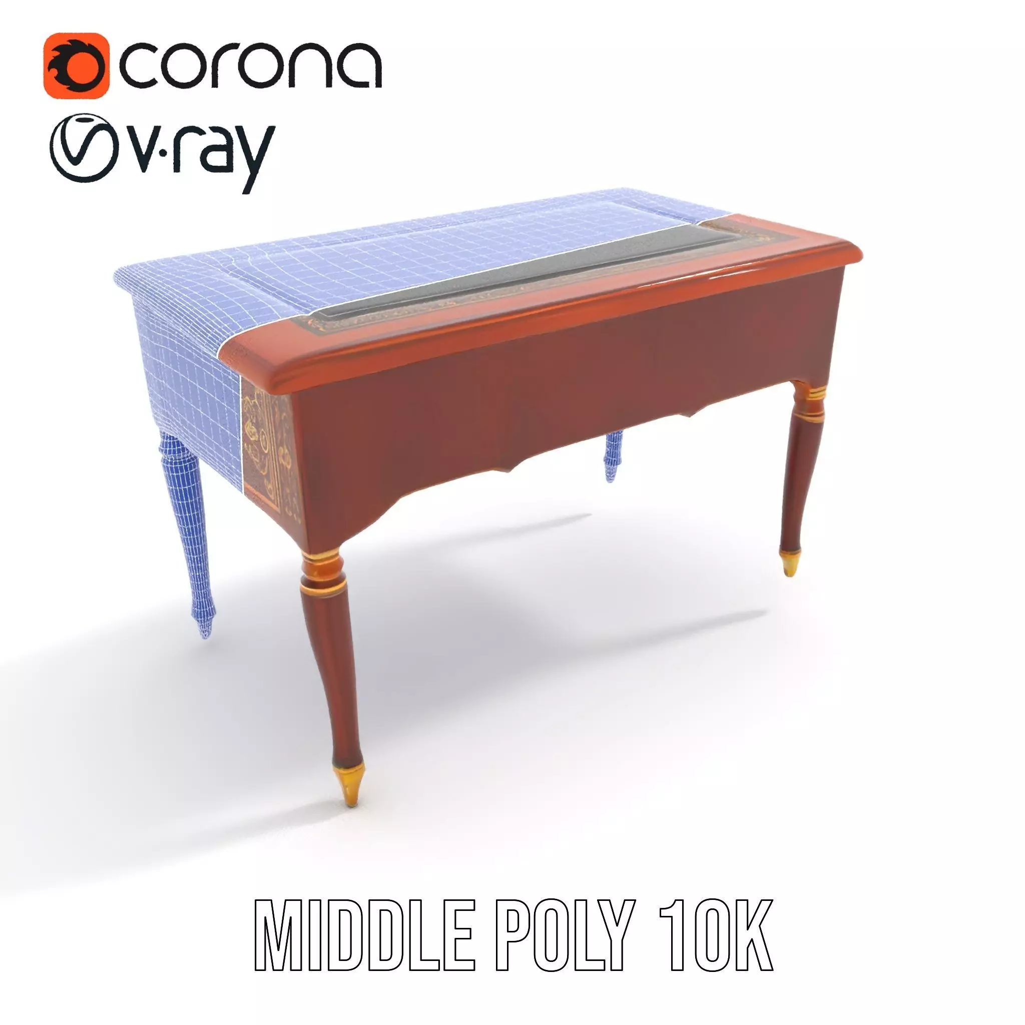 Elegant Mahogany Desk model pack Low-poly 3D model_18