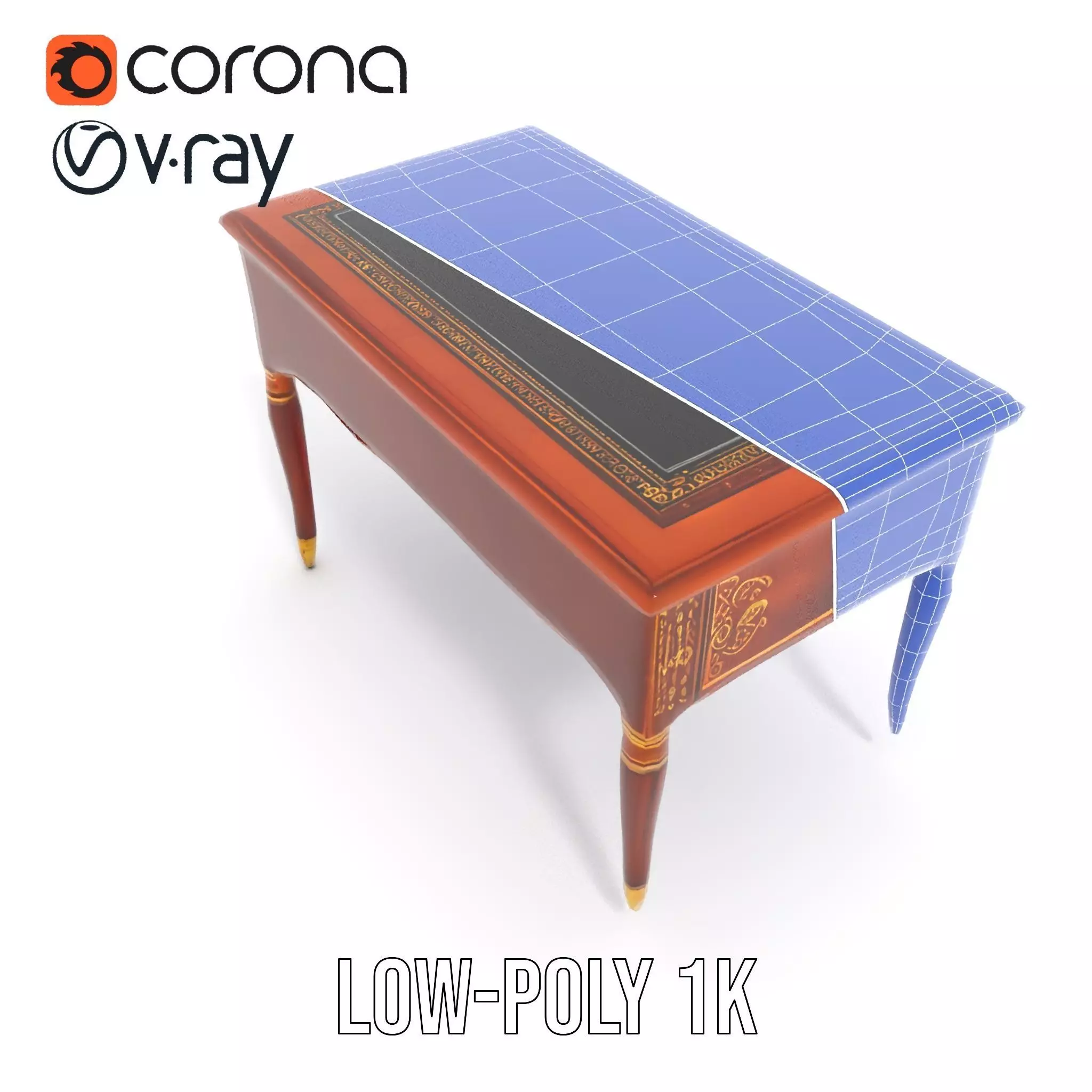 Elegant Mahogany Desk model pack Low-poly 3D model_24