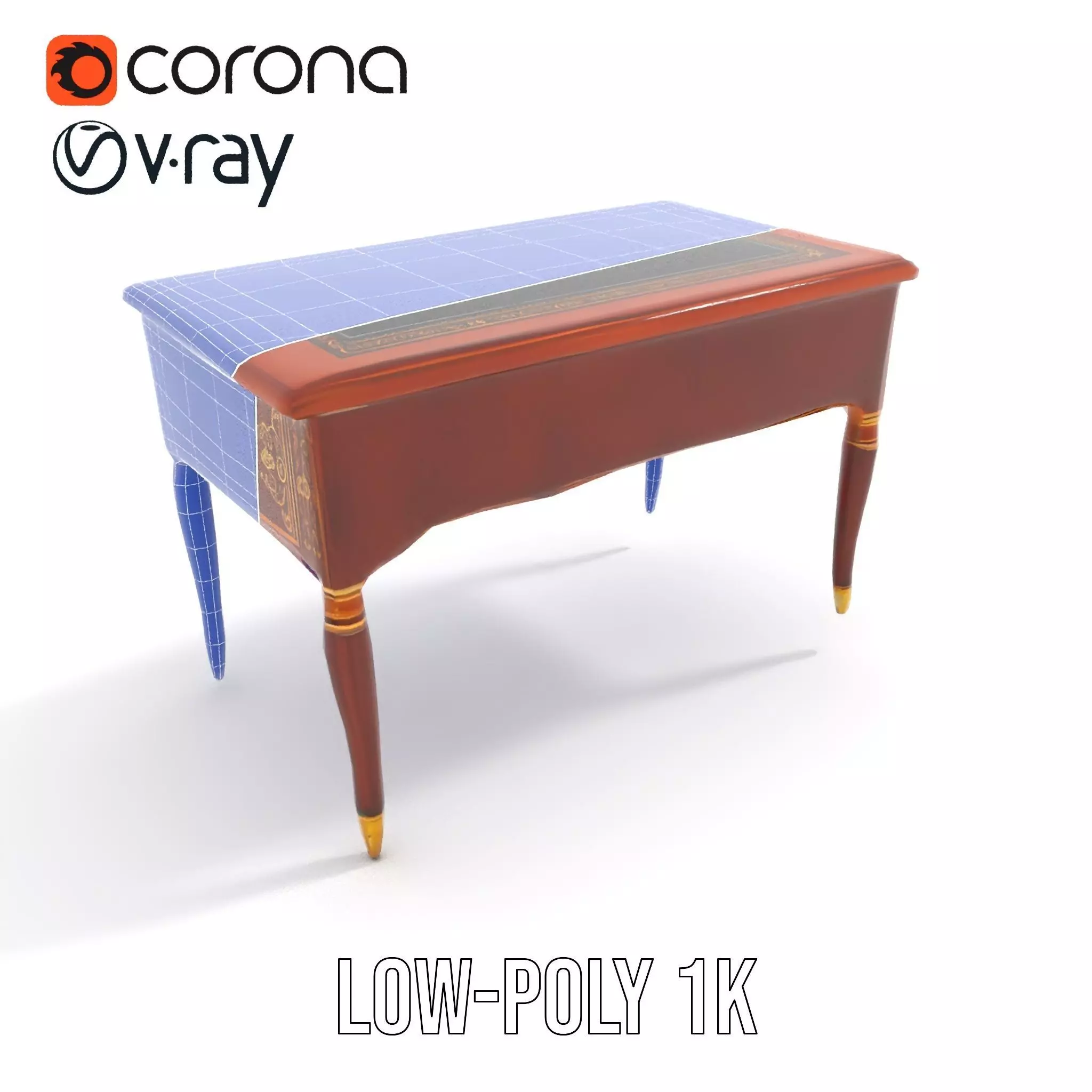 Elegant Mahogany Desk model pack Low-poly 3D model_27