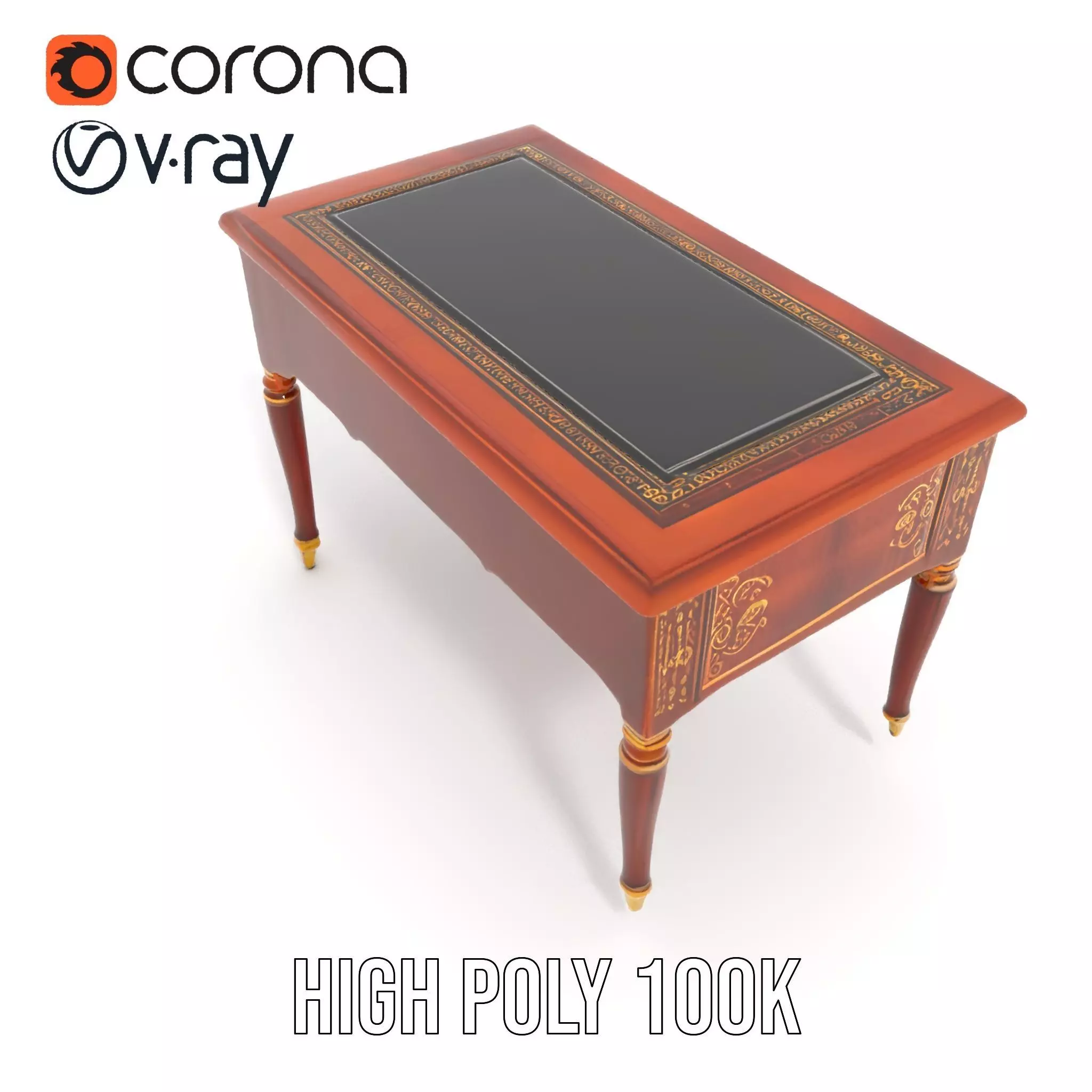 Elegant Mahogany Desk model pack Low-poly 3D model_28