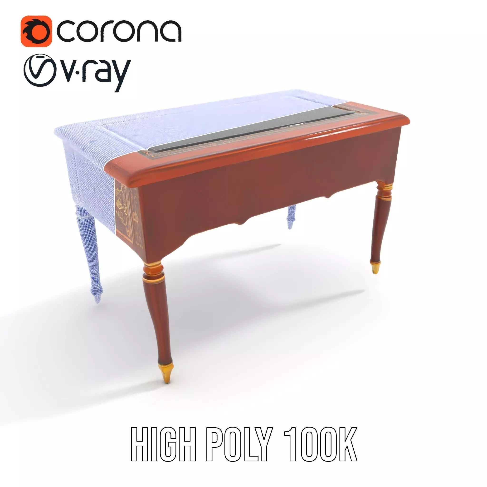 Elegant Mahogany Desk model pack Low-poly 3D model_17