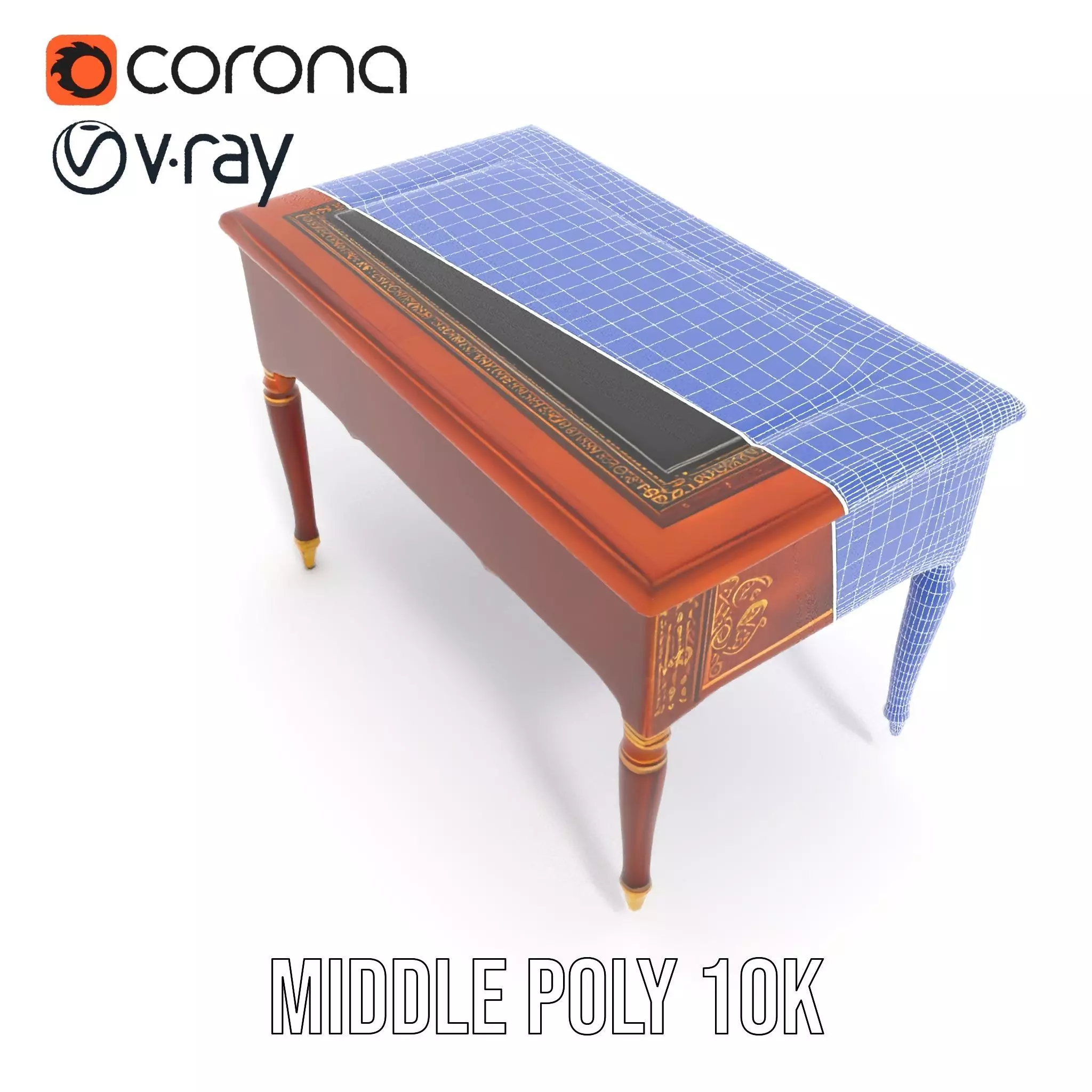 Elegant Mahogany Desk model pack Low-poly 3D model_21