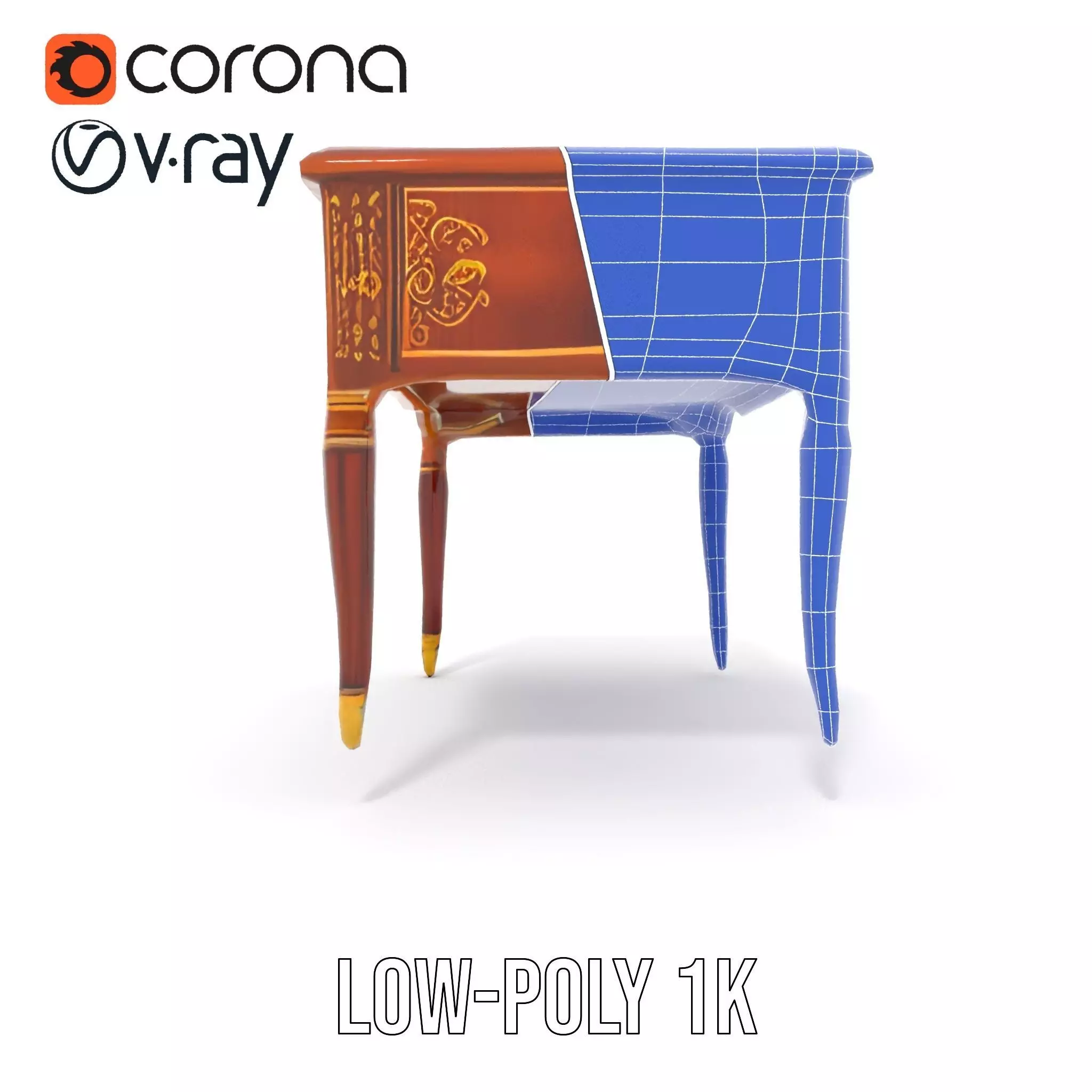 Elegant Mahogany Desk model pack Low-poly 3D model_30