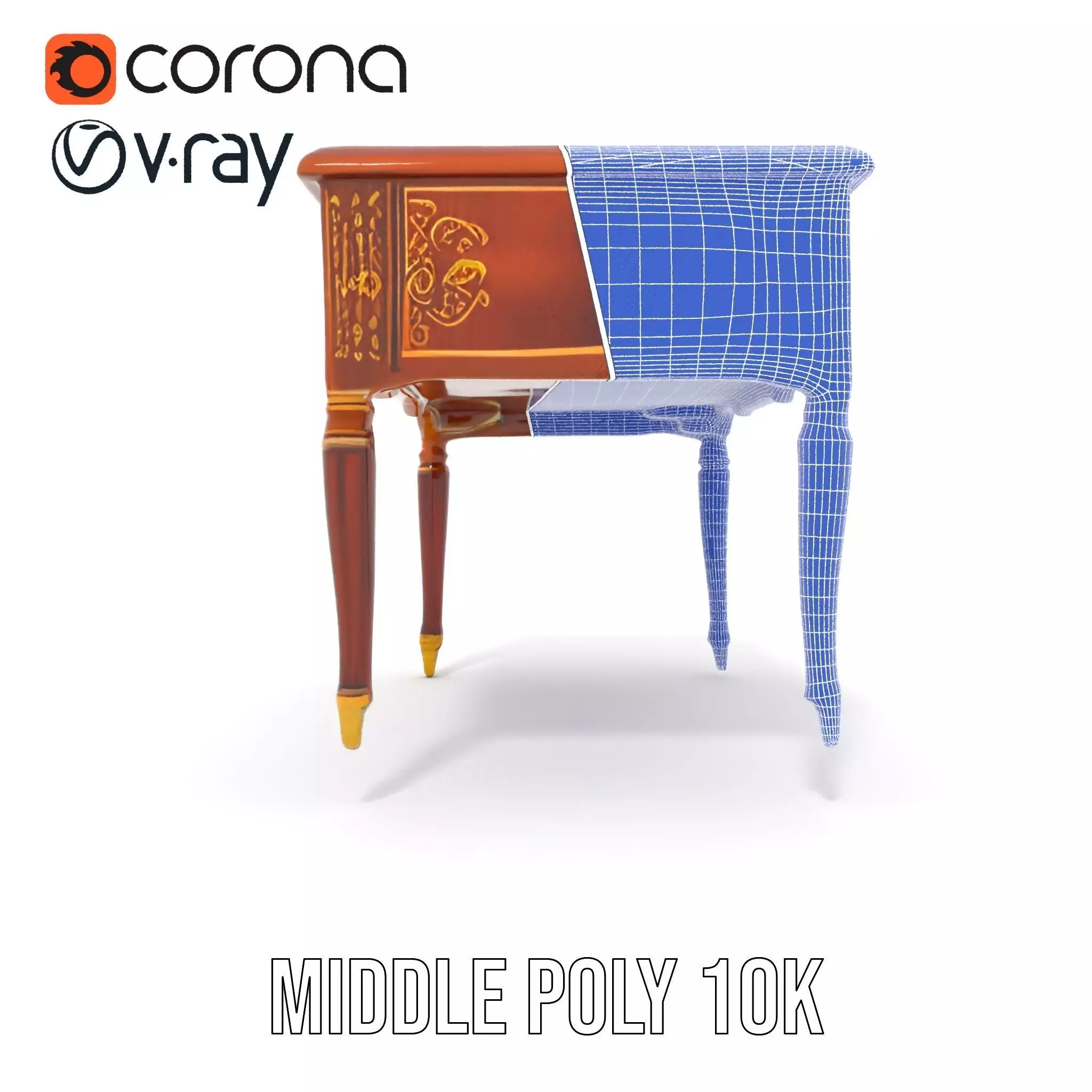 Elegant Mahogany Desk model pack Low-poly 3D model_23