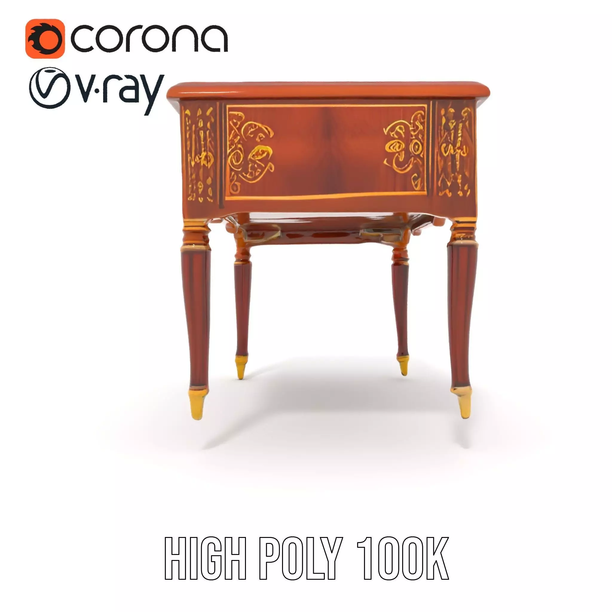 Elegant Mahogany Desk model pack Low-poly 3D model_31