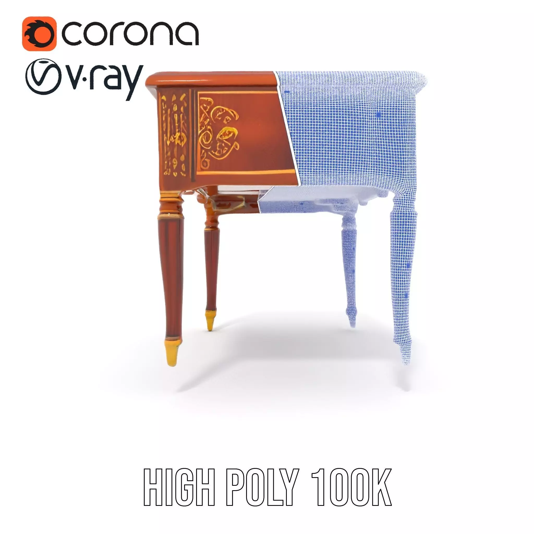 Elegant Mahogany Desk model pack Low-poly 3D model_33