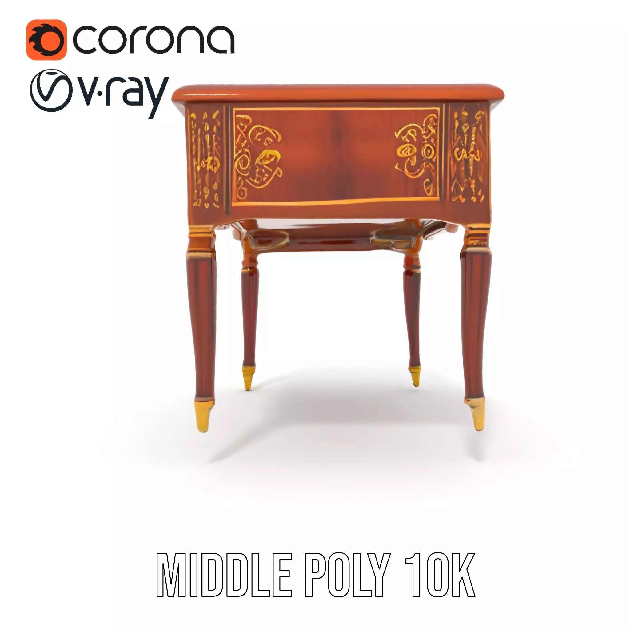 Elegant Mahogany Desk model pack Low-poly 3D model_26