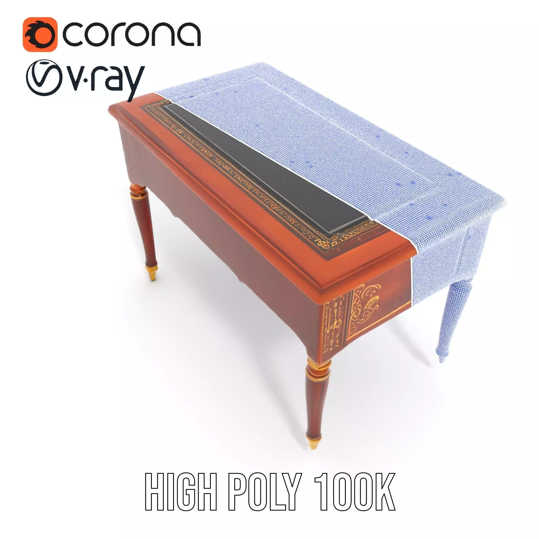 Elegant Mahogany Desk model pack Low-poly 3D model_32