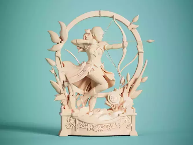 Moon Archer Fantasy Sculpture 3D Print Ready
