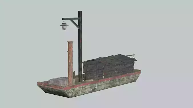 Medieval Old Fishing Boat Low Poly 3D Model Low-poly 3D model