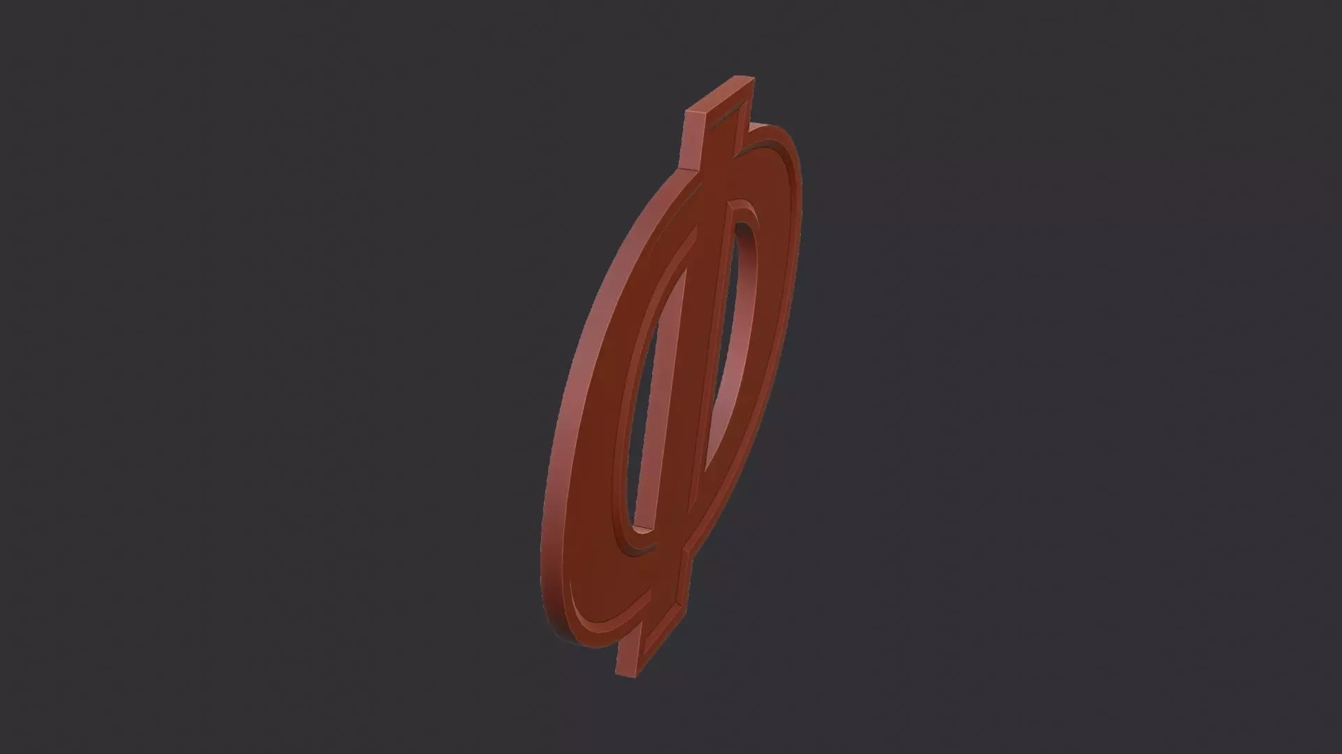 Cyrillic Letter Ring Sign Low-poly 3D model_6