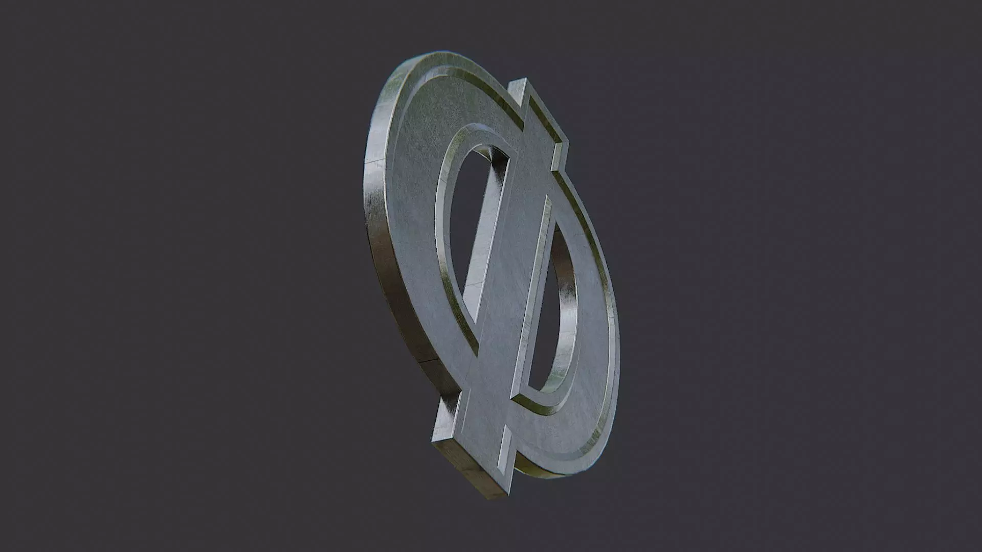 Cyrillic Letter Ring Sign Low-poly 3D model_5