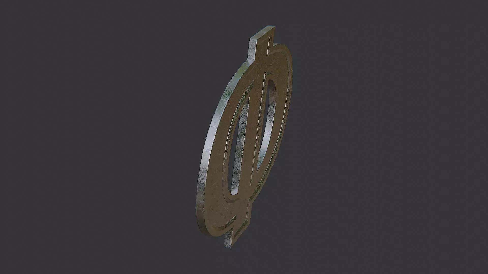 Cyrillic Letter Ring Sign Low-poly 3D model_0