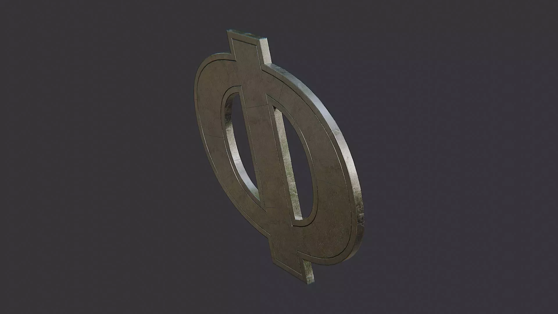 Cyrillic Letter Ring Sign Low-poly 3D model_1