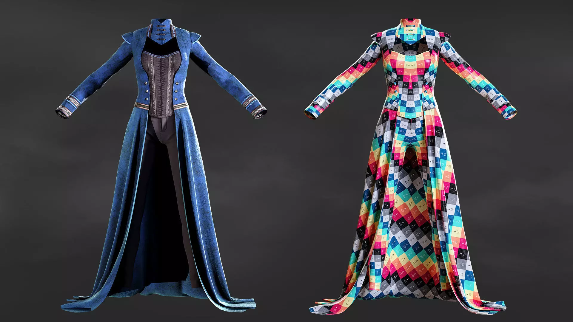 Gothic Victorian Female Outfit Game Ready Low Poly Outfit Low-poly 3D model_5