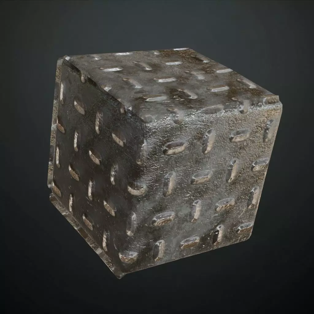 Diamond Metal Plate Four PBR Seamless Texture_4