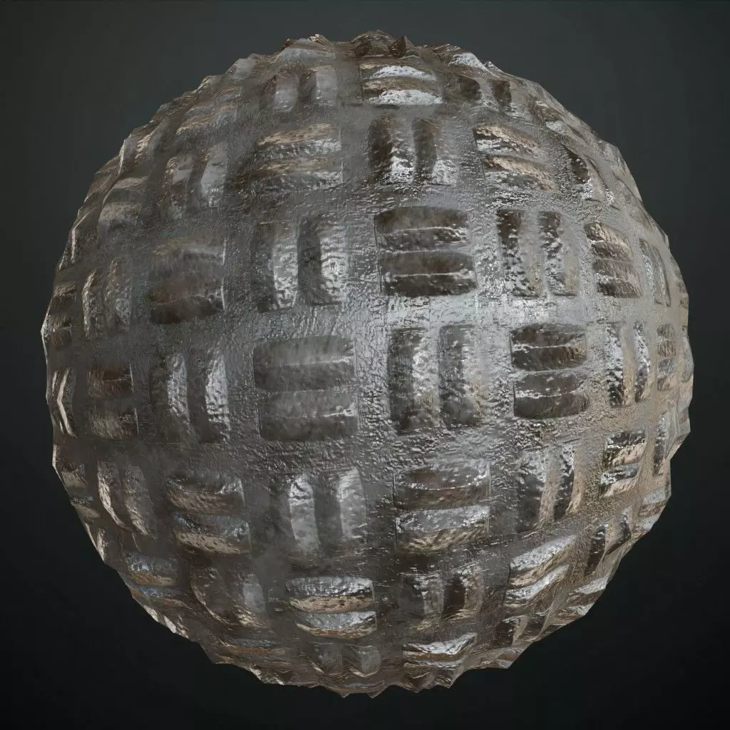 Diamond Metal Plate Nine PBR Seamless Texture_0
