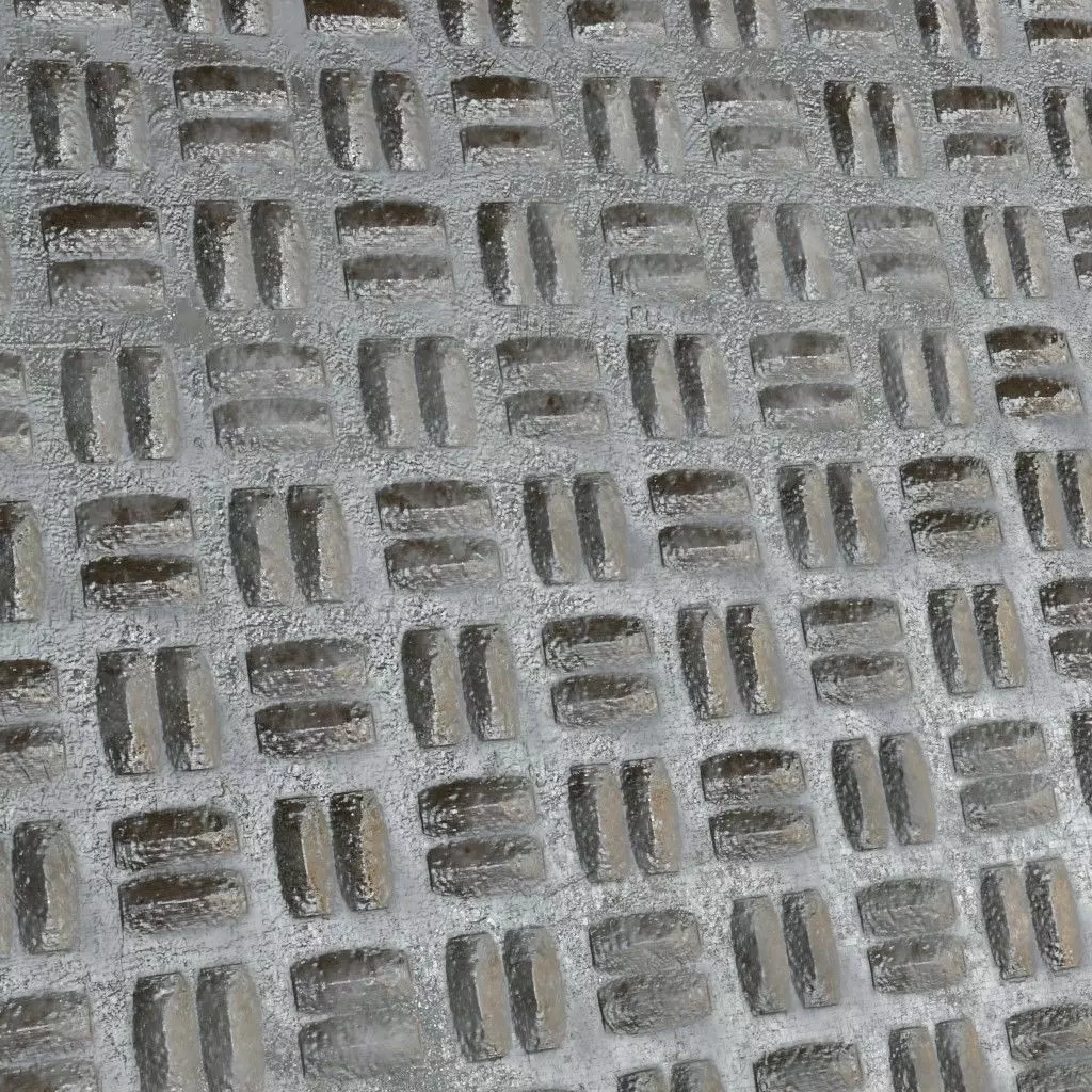 Diamond Metal Plate Nine PBR Seamless Texture_3