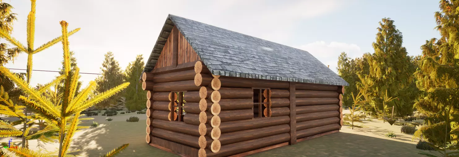 old cottage house Low-poly 3D model_4